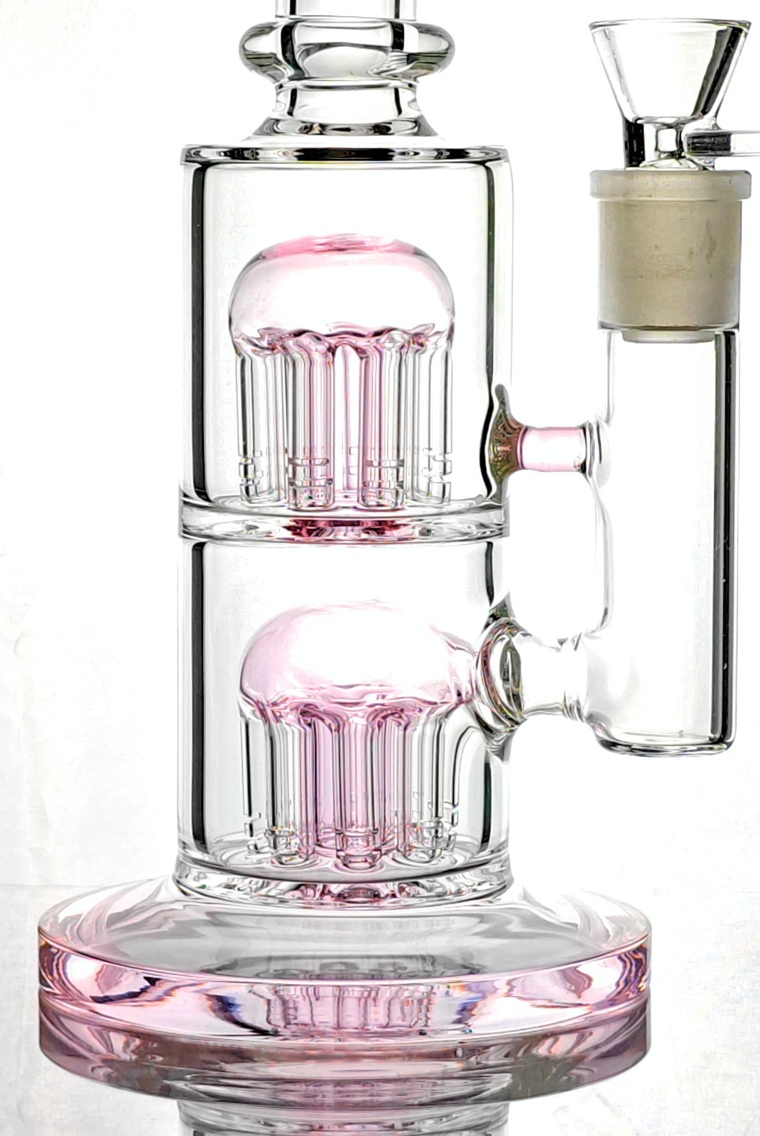 Thick Glass Dual Tree Percolator Bong Water Pipe – 11&Prime; Tall, 18mm Bowl – Pink