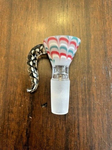 14mm Premium Glass Hookah Bowl Zebra Horn Twist Tropical Tye Dye