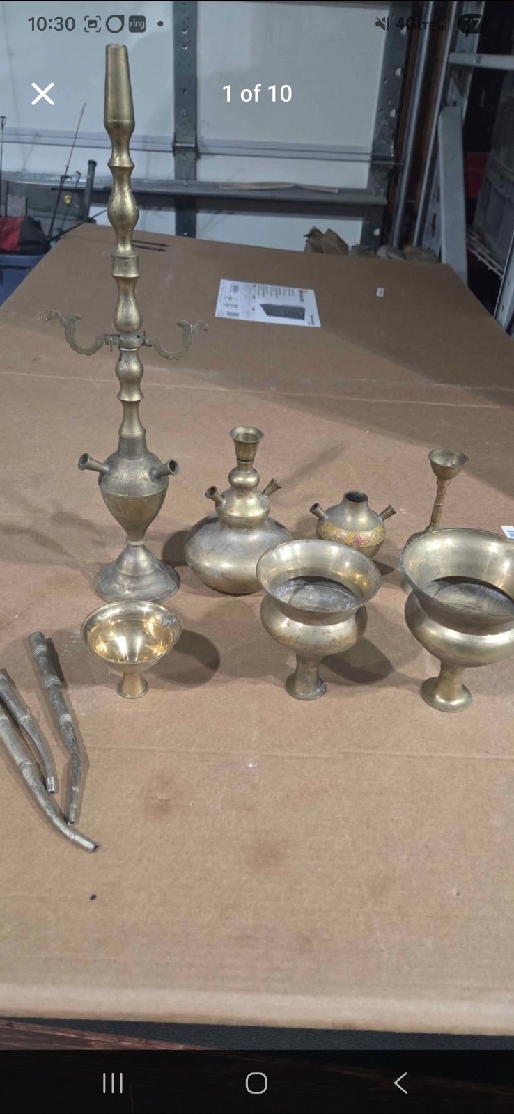 Beautiful Lot Of Vintage Brass Decorative India Hookah&rsquo;s and Accessories