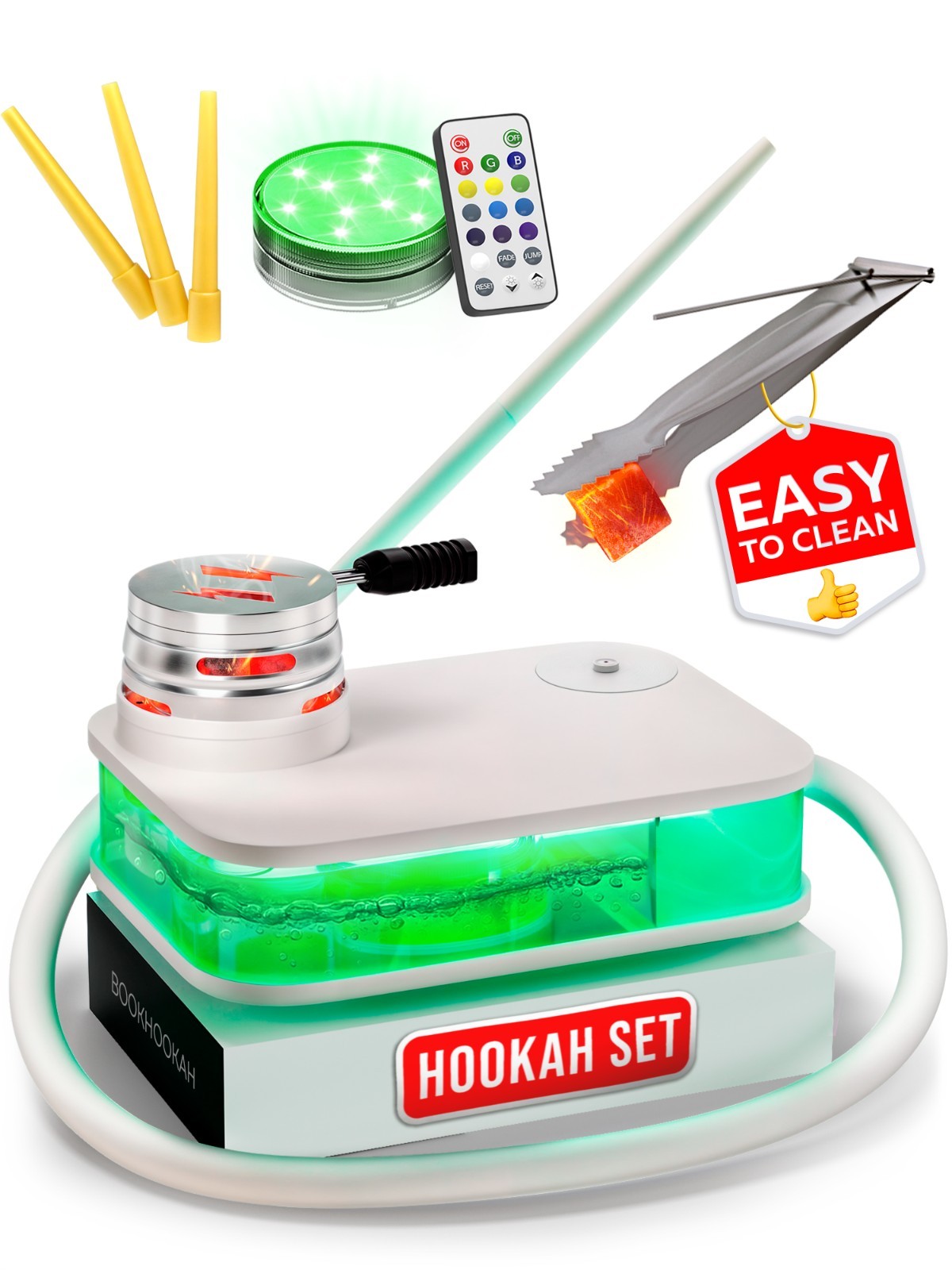 White Portable Hookah Set With Everything with Flat Hookah Box