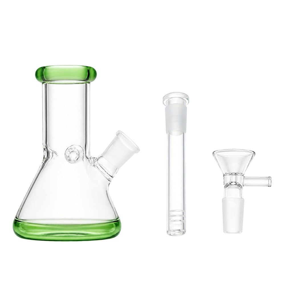 Small 6&Prime; Green Glass Bong Thick Smoking Water Pipe Beaker Bubbler W/Bowl US