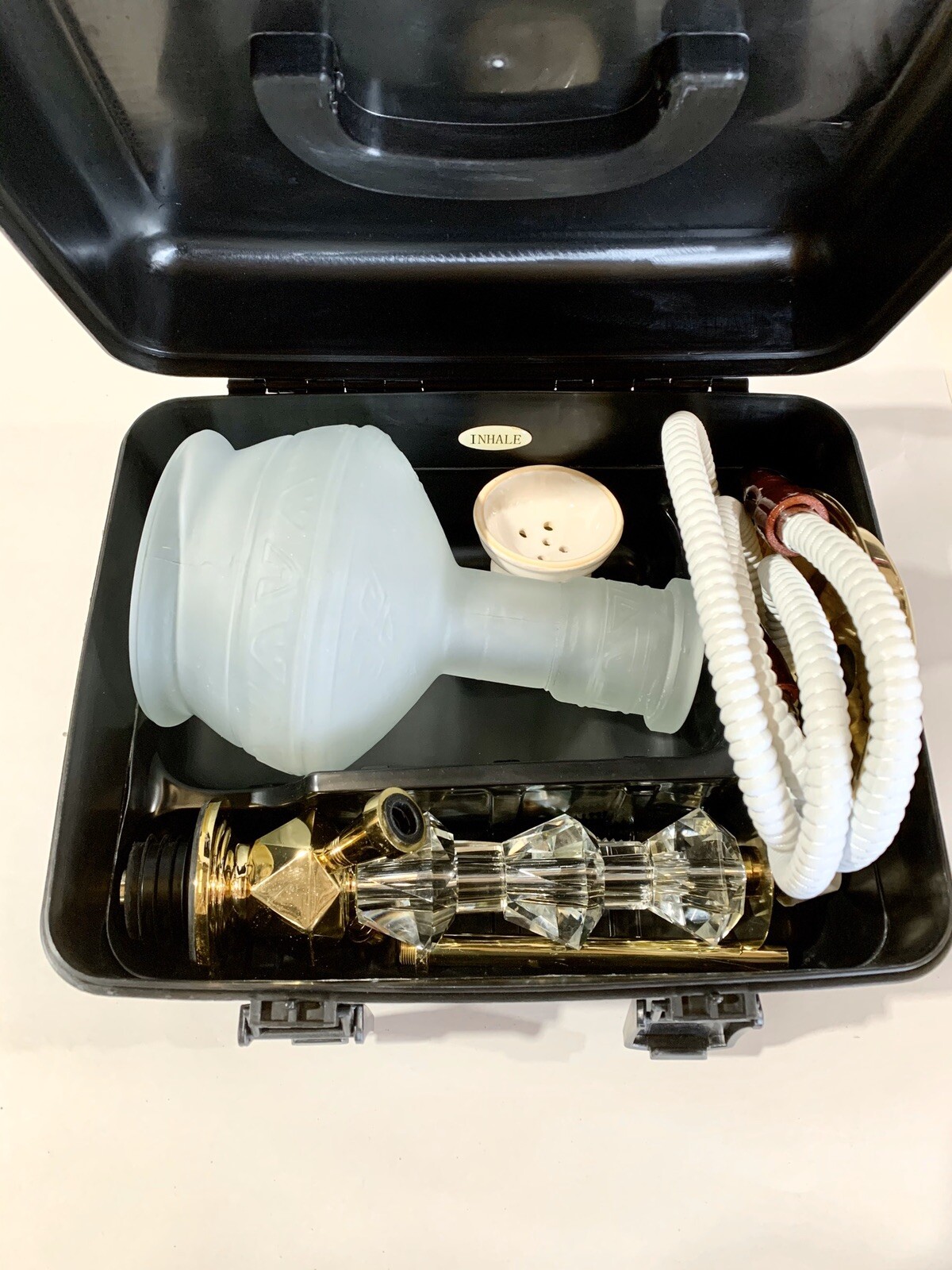 21 Inch INHALE®️ HEAVY DUTY HOOKAH WITH A CRYSTAL SHAFT IN A SUITCASE