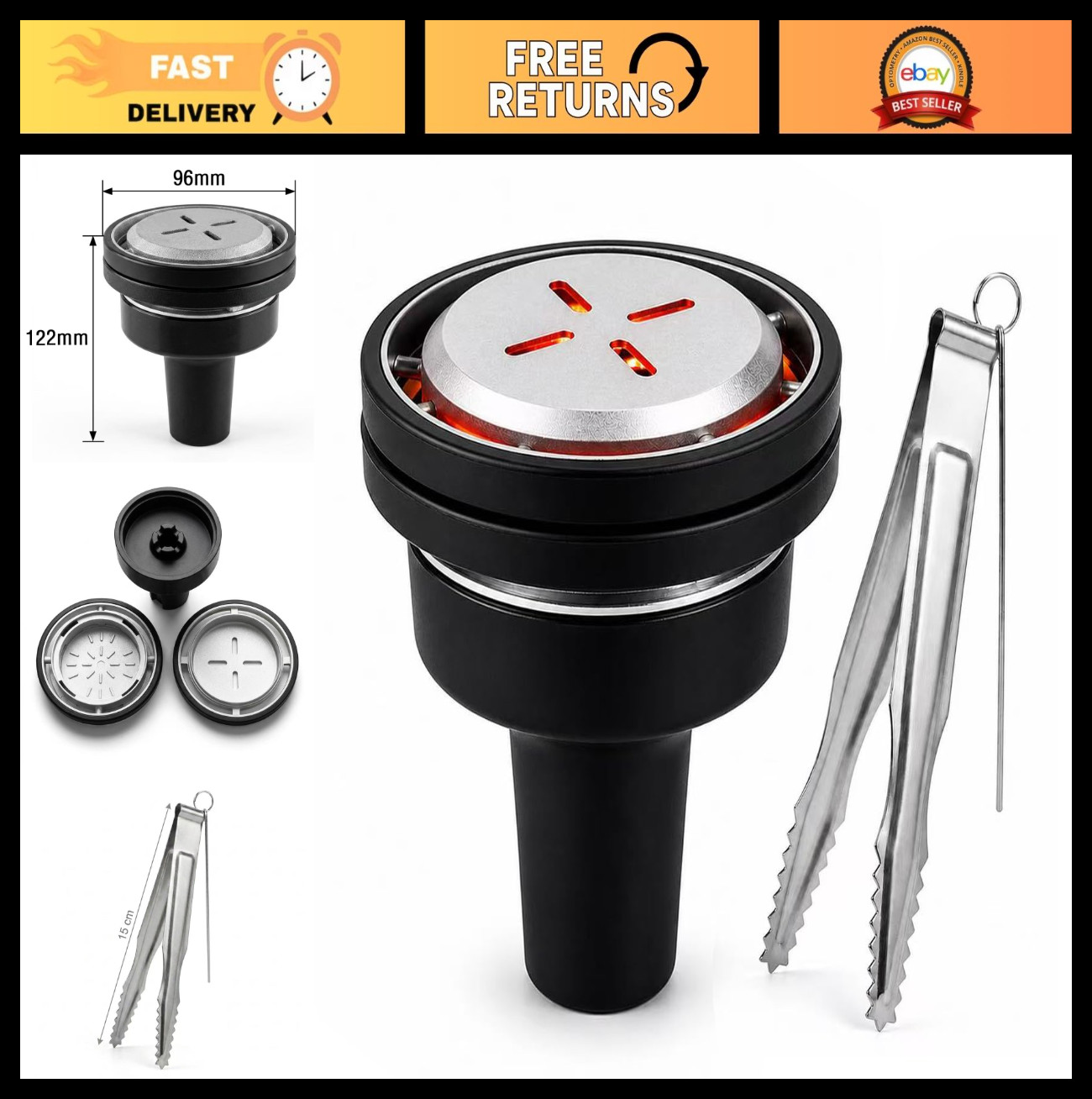 Silicone Hookah Bowl Set with Aluminum Charcoal Holder & Tongs | Complete Heat M