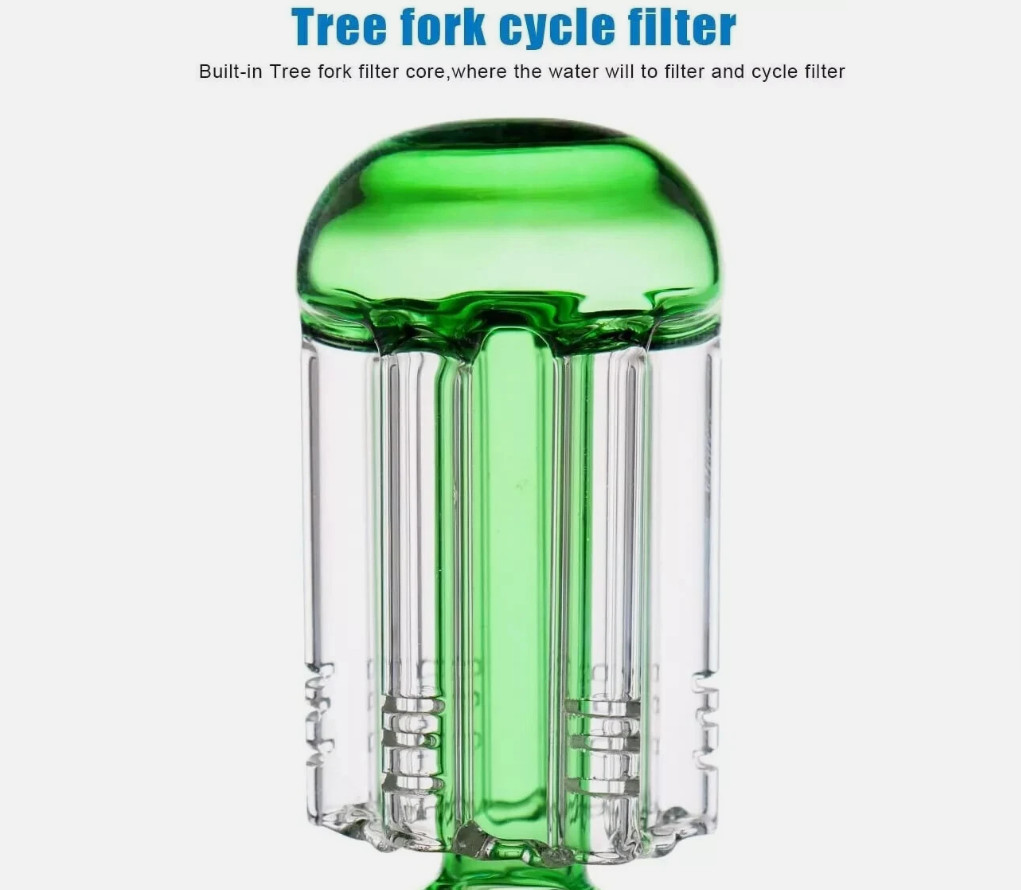 16&Prime; Heavy Glass Bong Green Percolate Bongs Smoking Hookah Water Pipe 18mm Bowl