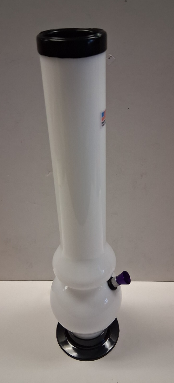 15&Prime; ACRYLIC PLASTIC BUBBLE & HALF HOOKAH WATER PIPE BONG THUMB CARB 2&Prime;M WHITE