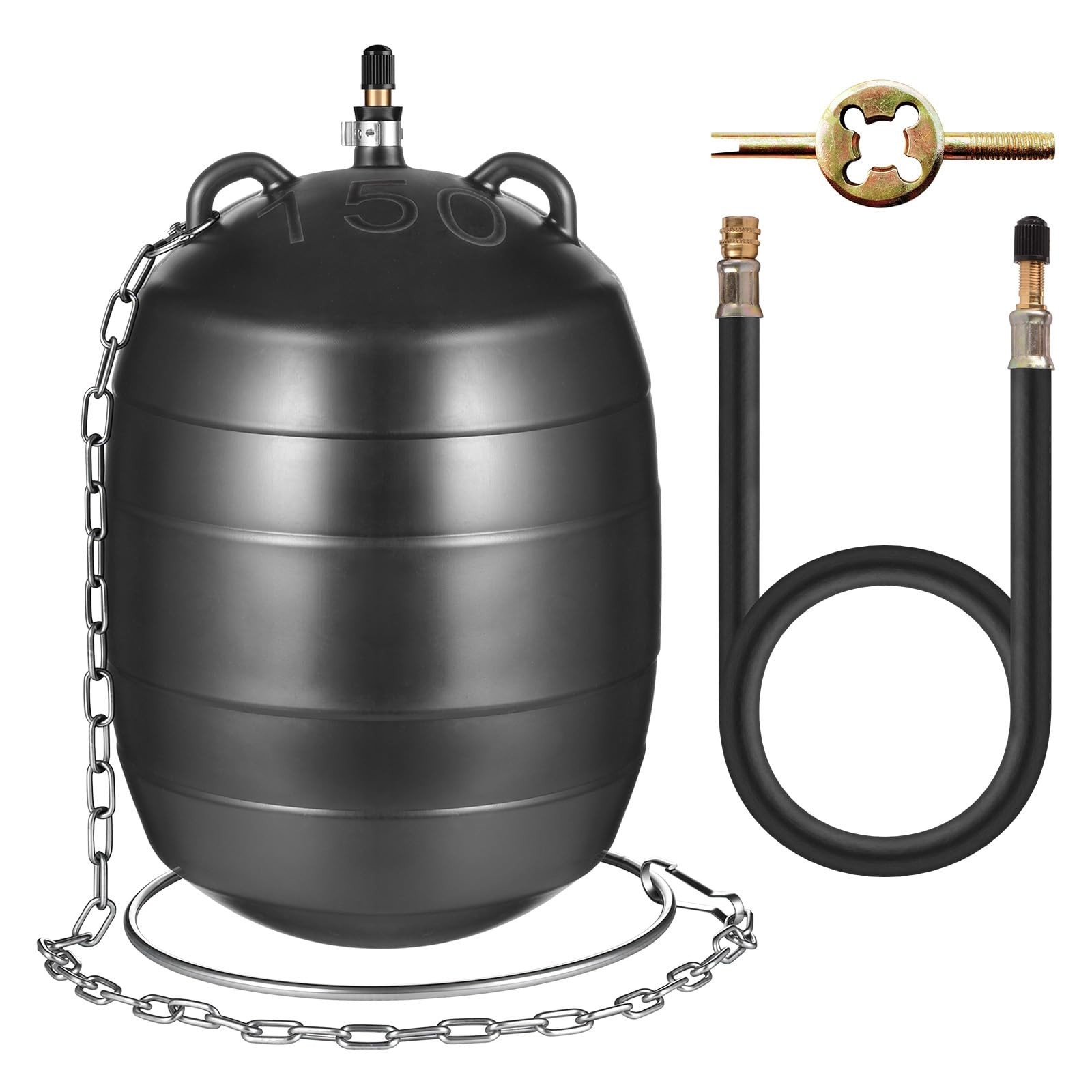 Inflatable Pipe Test Plug – 6&Prime; Rubber Plumbing Balloon with 39.37&Prime; Hose & Iron R