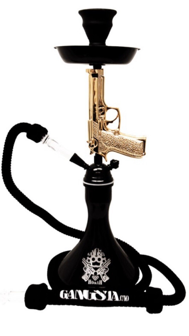 INHALE® ICED PISTOL HOOKAH Original Gangsta(tm) Gun water pipe Hookah GOLD