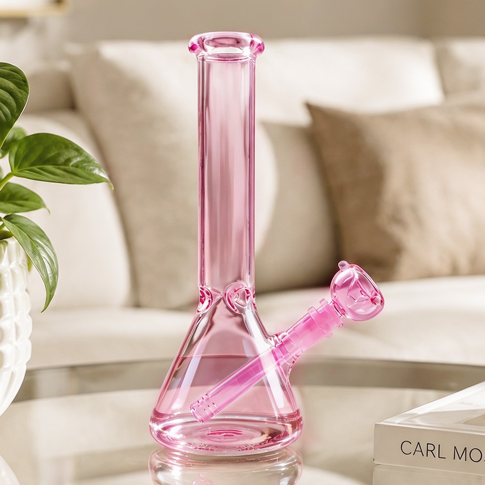 11&Prime; Pink Glass Bong Premium Quality Water Pipe Hookah Bong 14mm Bowl