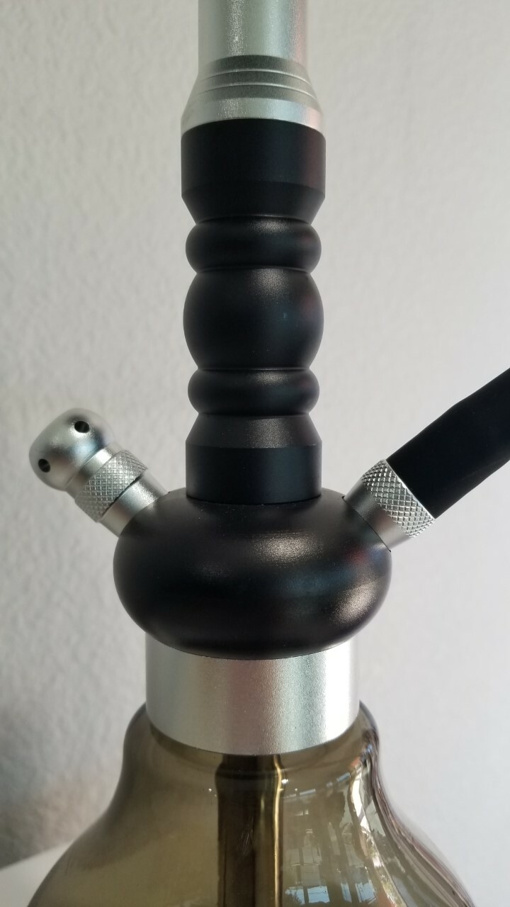 INHALE®️SNOWFLAKE HOOKAH 18&Prime; INCH 1 HOSE BLACK AND SILVER
