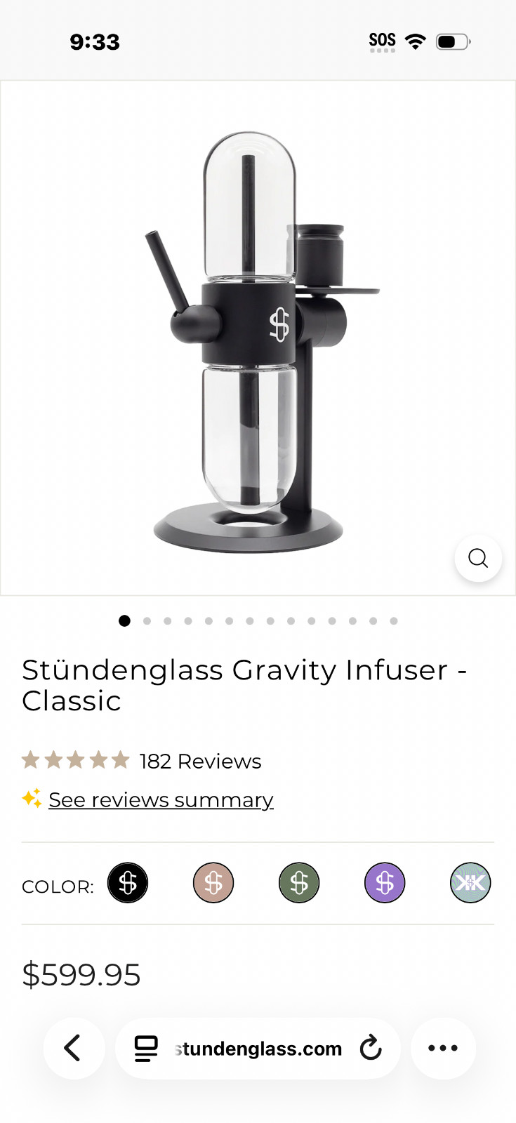 Stundenglass Glass Gravity Infuser Hookah with Travel Case
