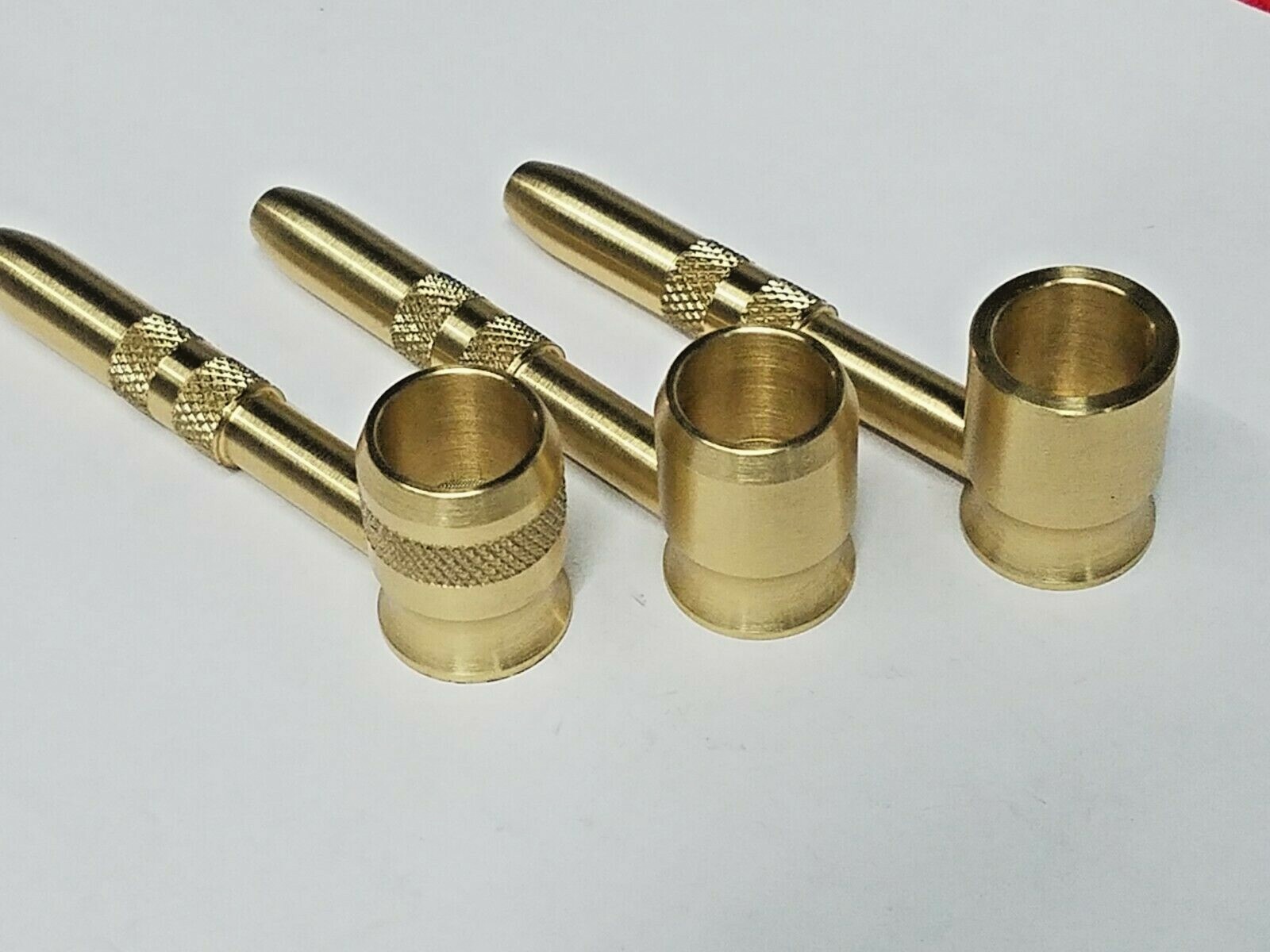 THREE SOLID BRASS Metal Tobacco Smoking Pipe * MADE IN USA* Bowl *HIGH Quality