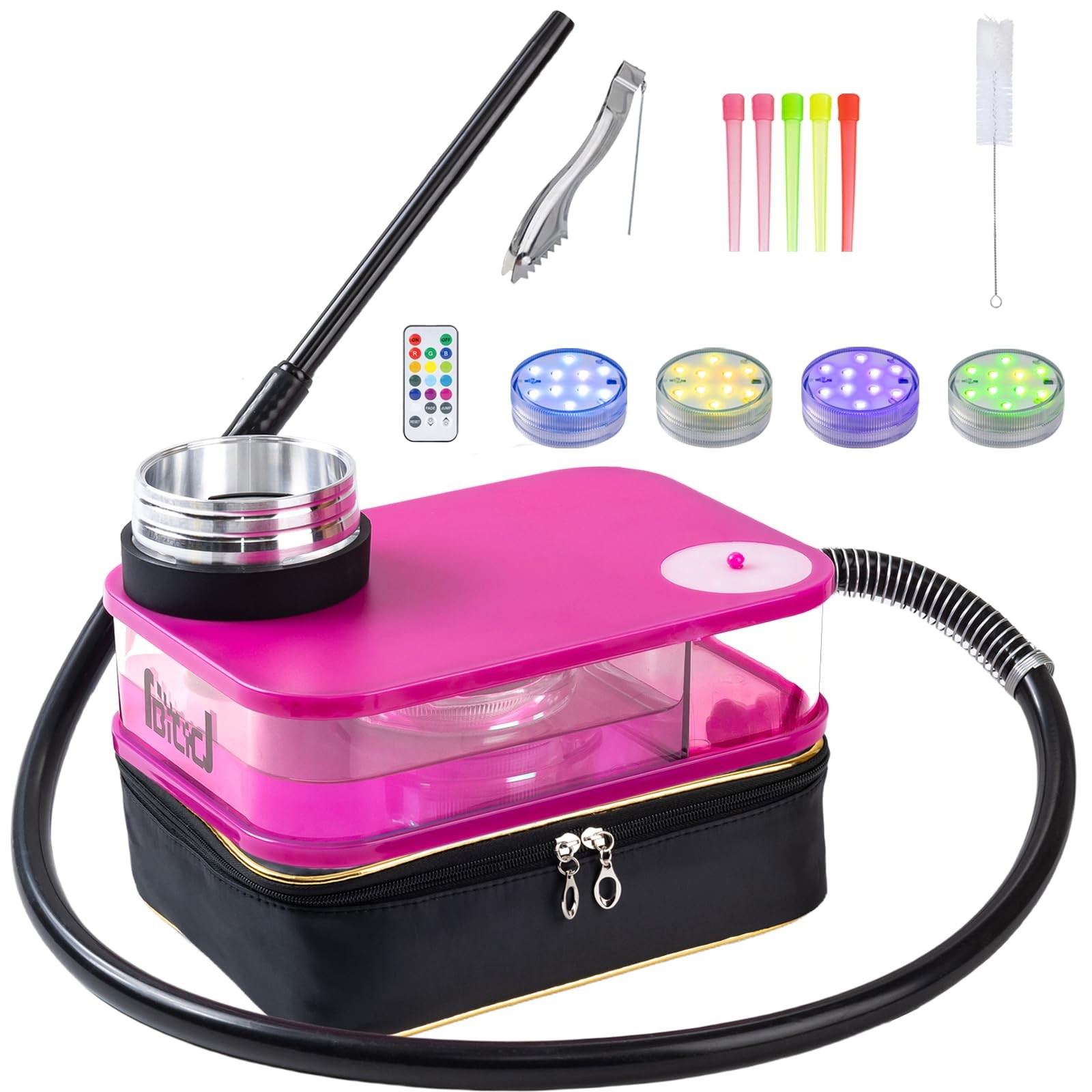 NBILIC Portable Hookah Set for Travel, Shisha Box Large, Pink