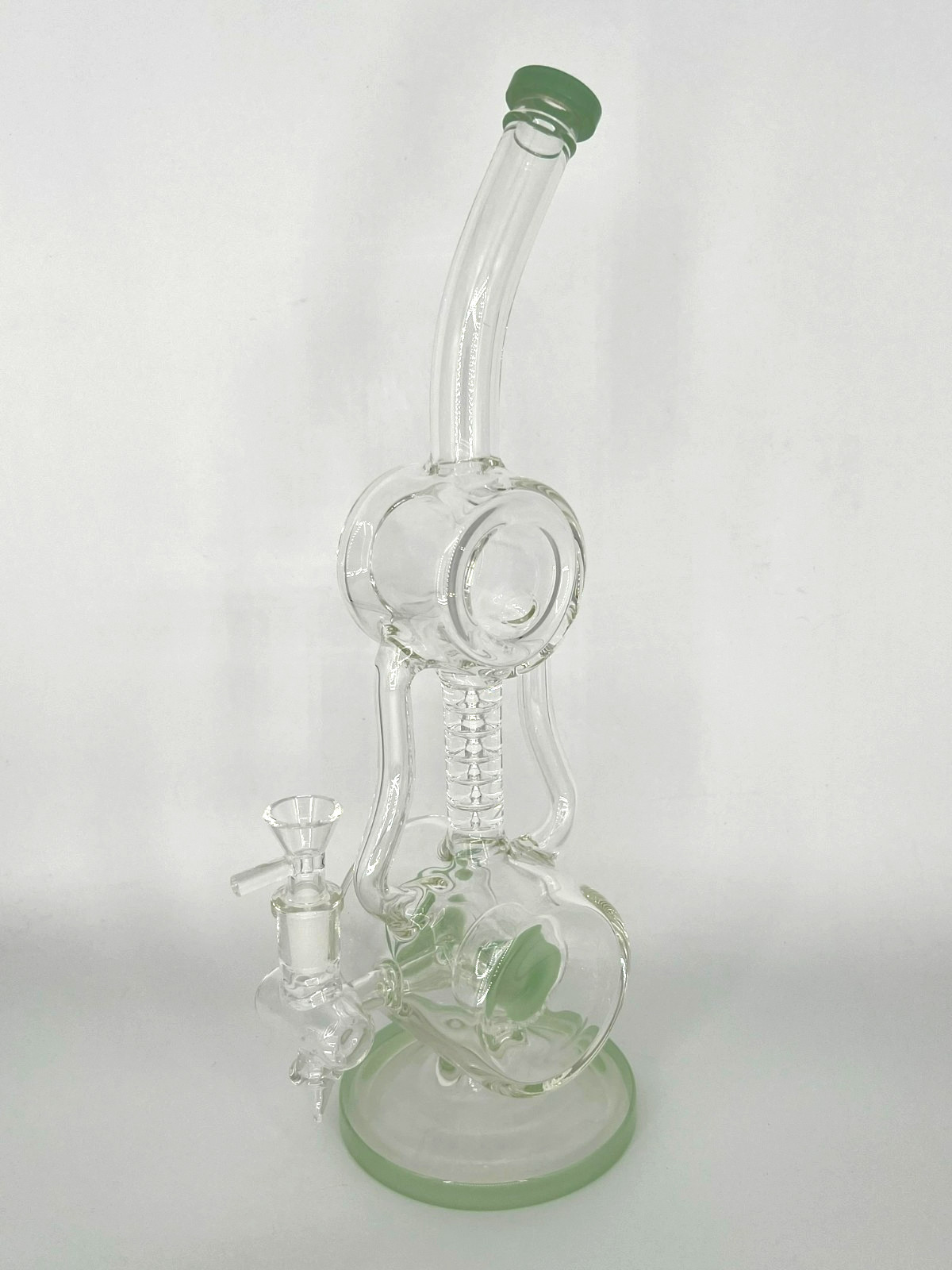 14&Prime;BIG SMOKING RECYCLER COIL & PERC BONG-14MM BOWL-2 LBS THICK GLASS-2FREE GIFTS