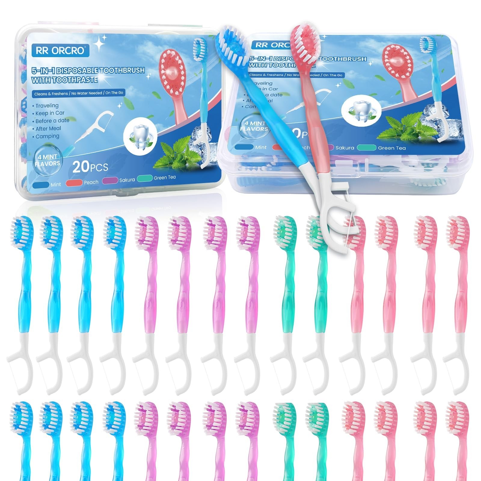40Pack Mini Disposable Toothbrushes with Toothpaste No Need to Rinse | 5-in-1…