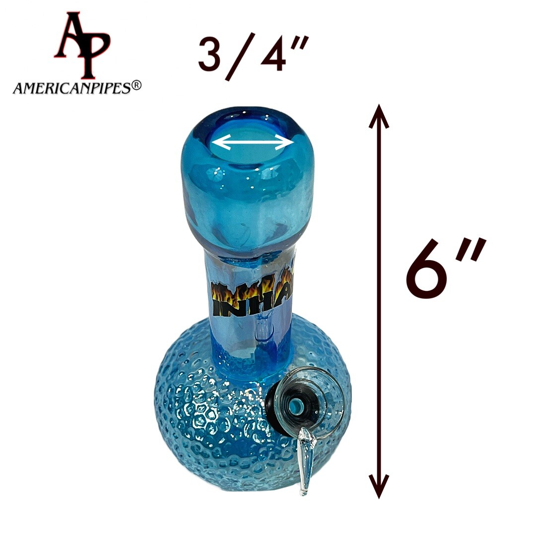 6” Little Bubble Water Pipe/ Heavy Soft glass Pipes By INHALE & AmericanPipes