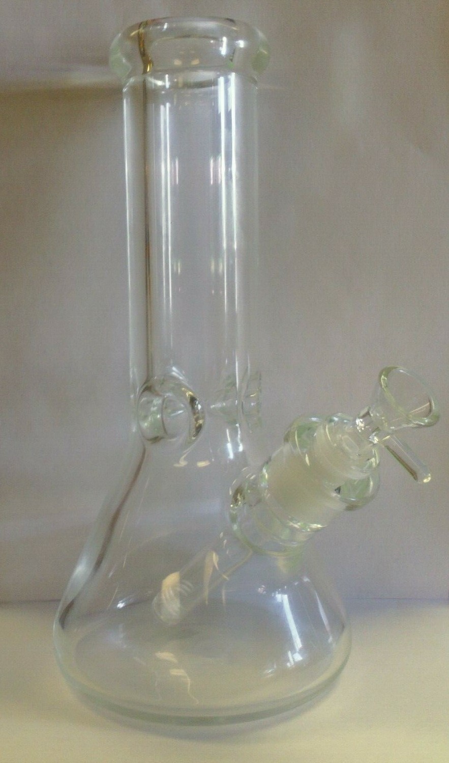 10&Prime; CLEAR 9MM THICK GLASS BEAKER BOTTOM GLASS-ON-GLASS PULL BOWL & DOWNSTEM