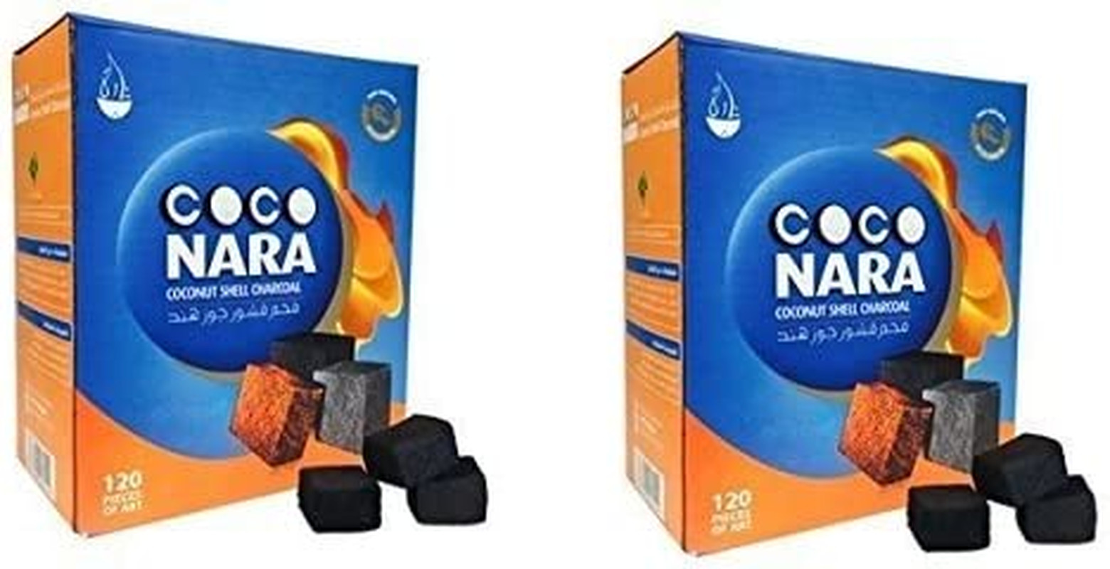 Coconara 2 Boxes of 120 Piece Coconut Coco Nara Premium Hookah Charcoal Coals –