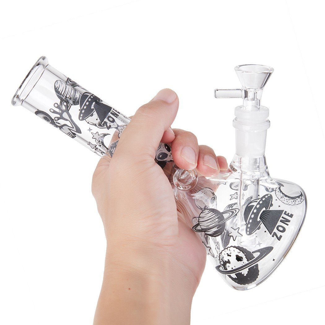 7.8&Prime; Aliens Fluorescent Glass Bong Water Pipe Smoking Ash Catcher Beaker 14MM
