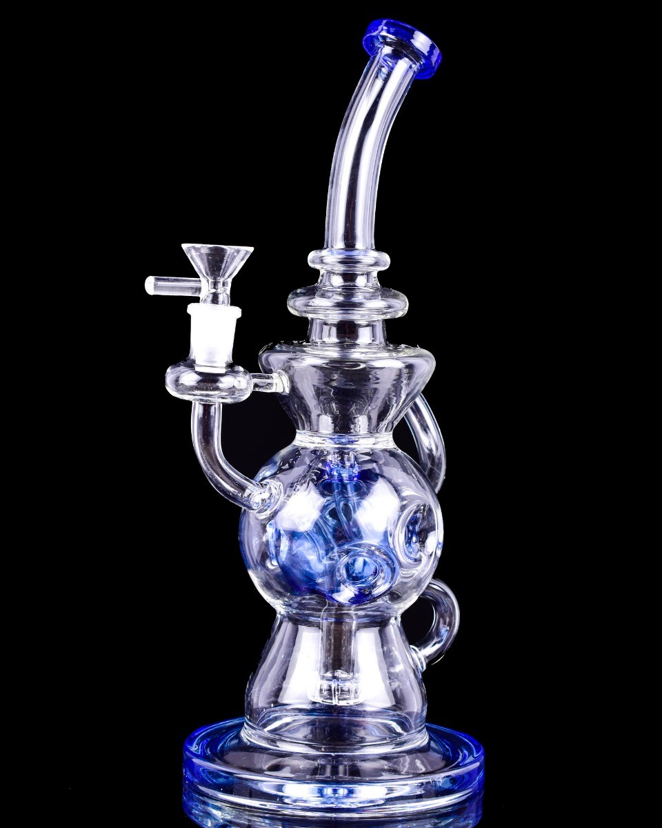 VORTEX 12&Prime; Inch HELIX BONG Recycler TWISTY Glass Water Pipe Hookah BLUE *USA*