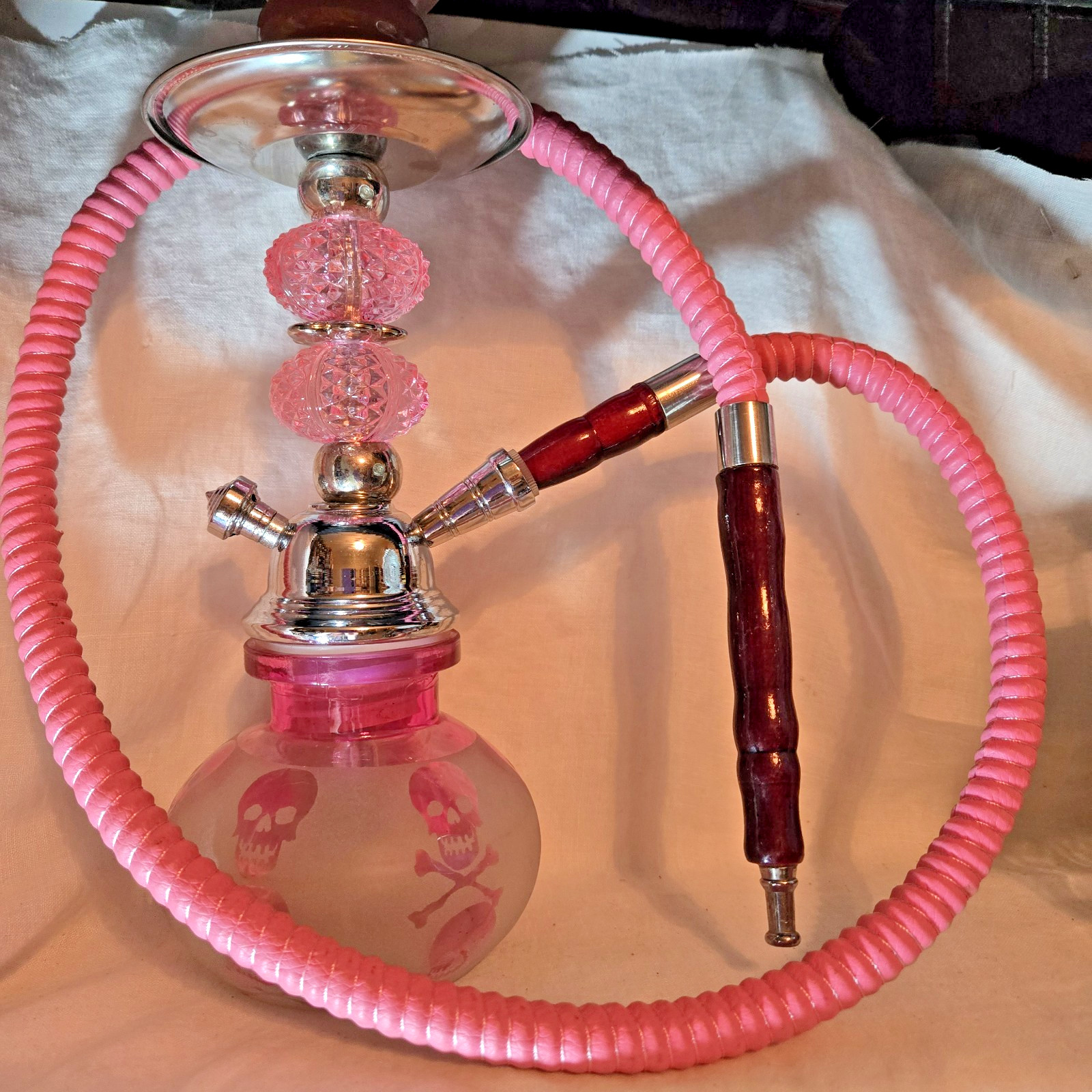 11&Prime; 1 Hose Pink W/ Pink Skulls Hookah Complete Set