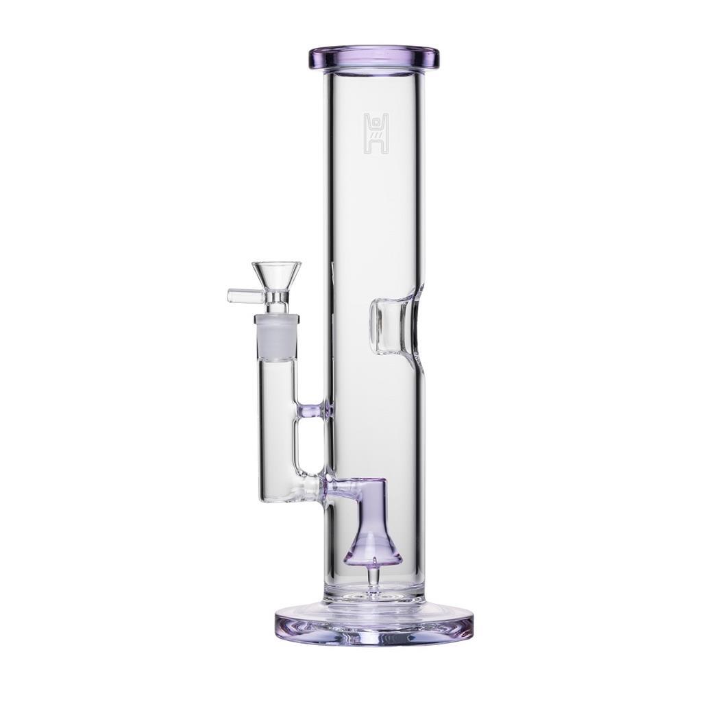 Human Grade 12&Prime; Tube Water Pipe CLEAR W LAVENDER ACCENT Thick Boro Glass