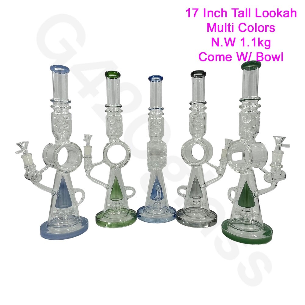 17.3 Inch Heavy Duty Lookah Glass Water Pipes Bongs Mega Complex Hookah Bongs