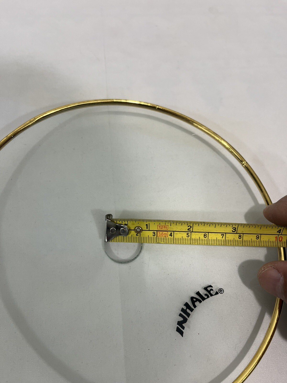 Inhale®️ Hookah Heat Resistant Glass Tray Charcoal Splash Guard With A Gold Trim