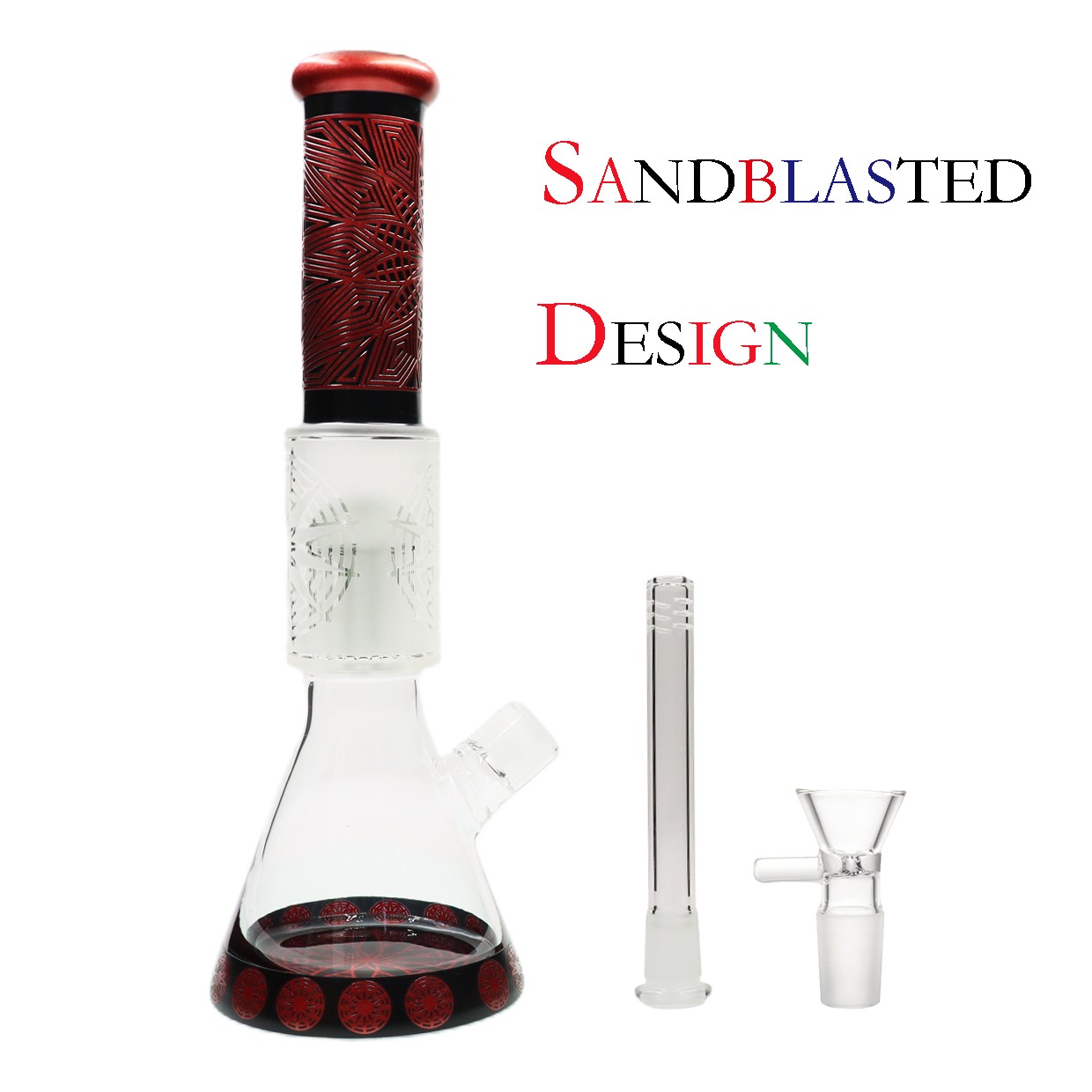 Sandblasted Hookah 16 » Super Heavy Glass Smoking Waterpipe Beaker Bong Downstem