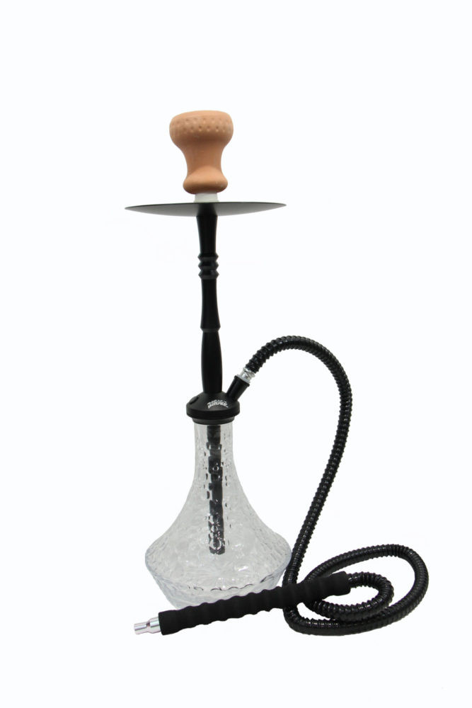 DUTCH™ hookah, complete hookah set with clay bowl, hose, crystal glass – black