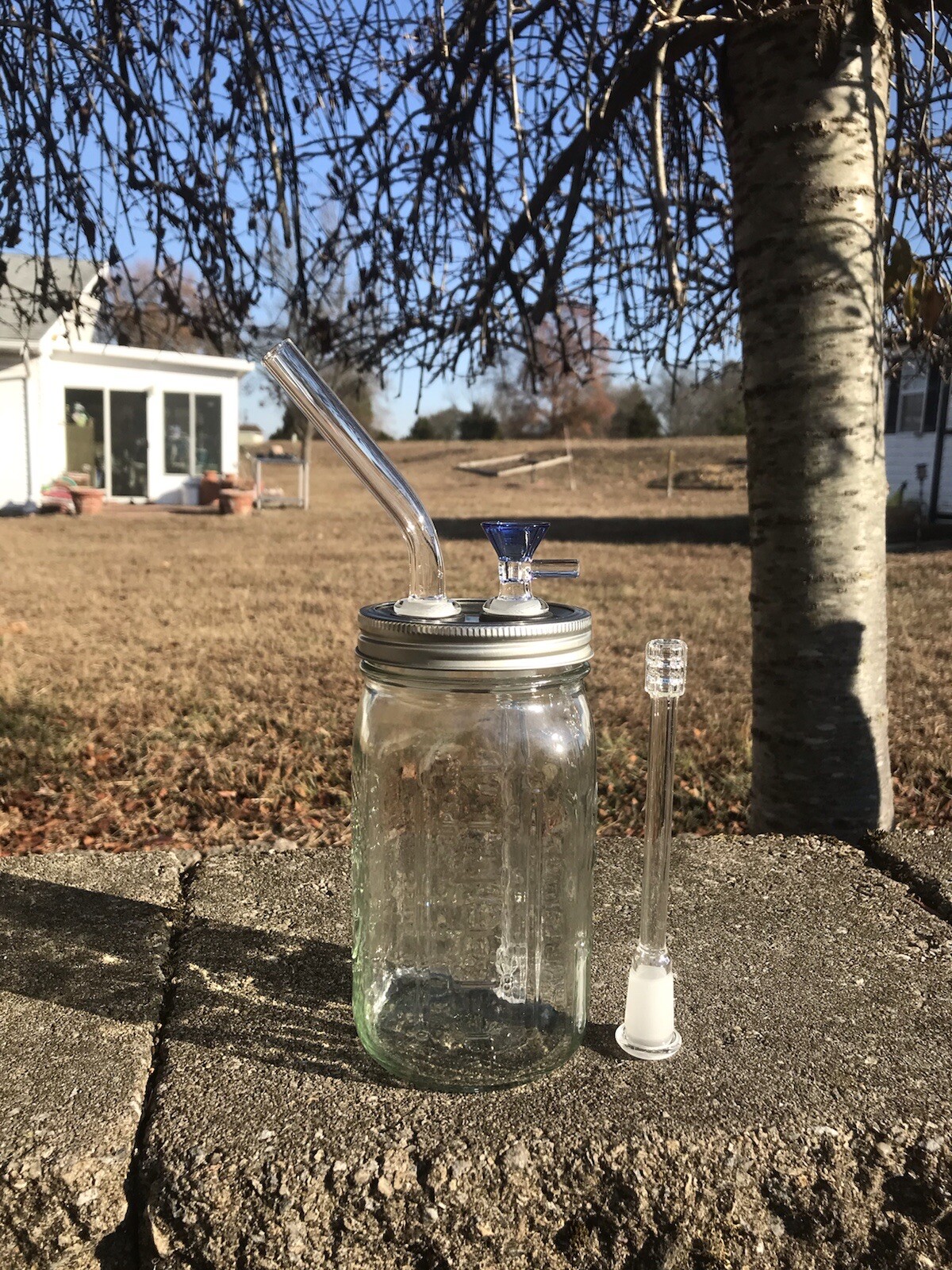 Matrix Downstem Mason Jar Bong 32oz 14mm Bowl Water Pipe Bubbler Mouthpiece
