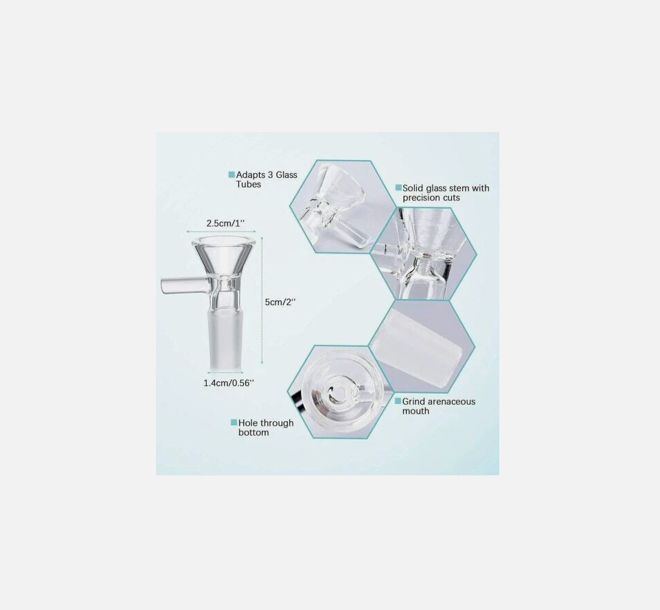 5PCS X 14mm Premium Male Glass Bowl for Water Hookah Bong Replacement Head