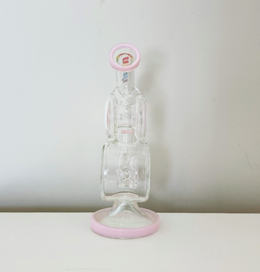 12 Inch Double Barrels Recycler Glass 14mm Hookah