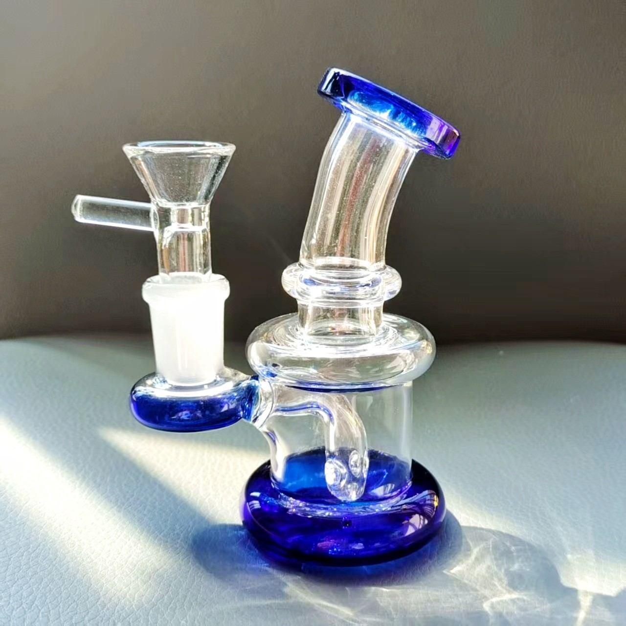4&Prime; Mini THICK Pyrex Glass Bong Diffused Perc Smoking Water Pipe Hookah Bubbler