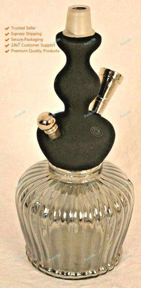 Designer Black Qt Glass Hookah Set Single Hose Durable Long Lasting Smooth Smoke
