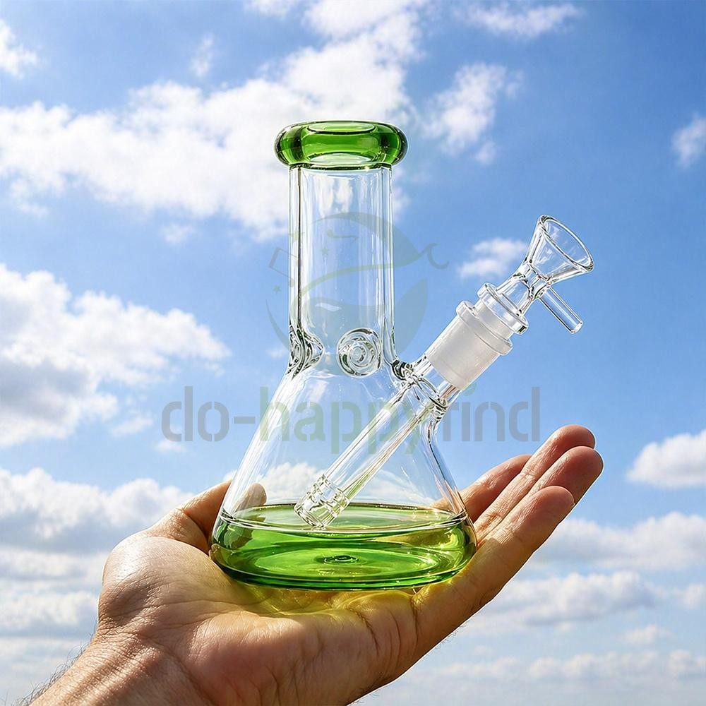 Small 6&Prime; Green Glass Bong Thick Smoking Water Pipe Beaker Bubbler W/Bowl USA