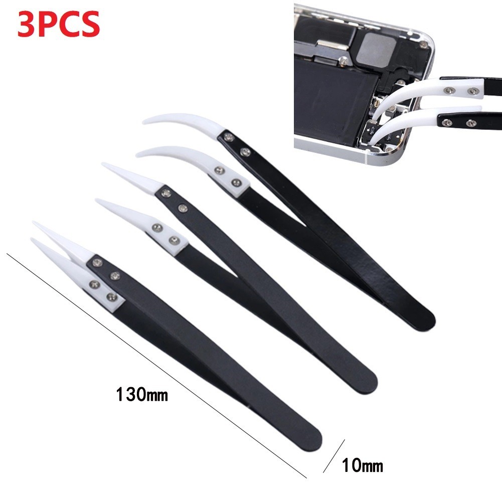 Universial Reverse Tweezers Ceramic Tweezers Industrial Use 135-140mm 3pcs
