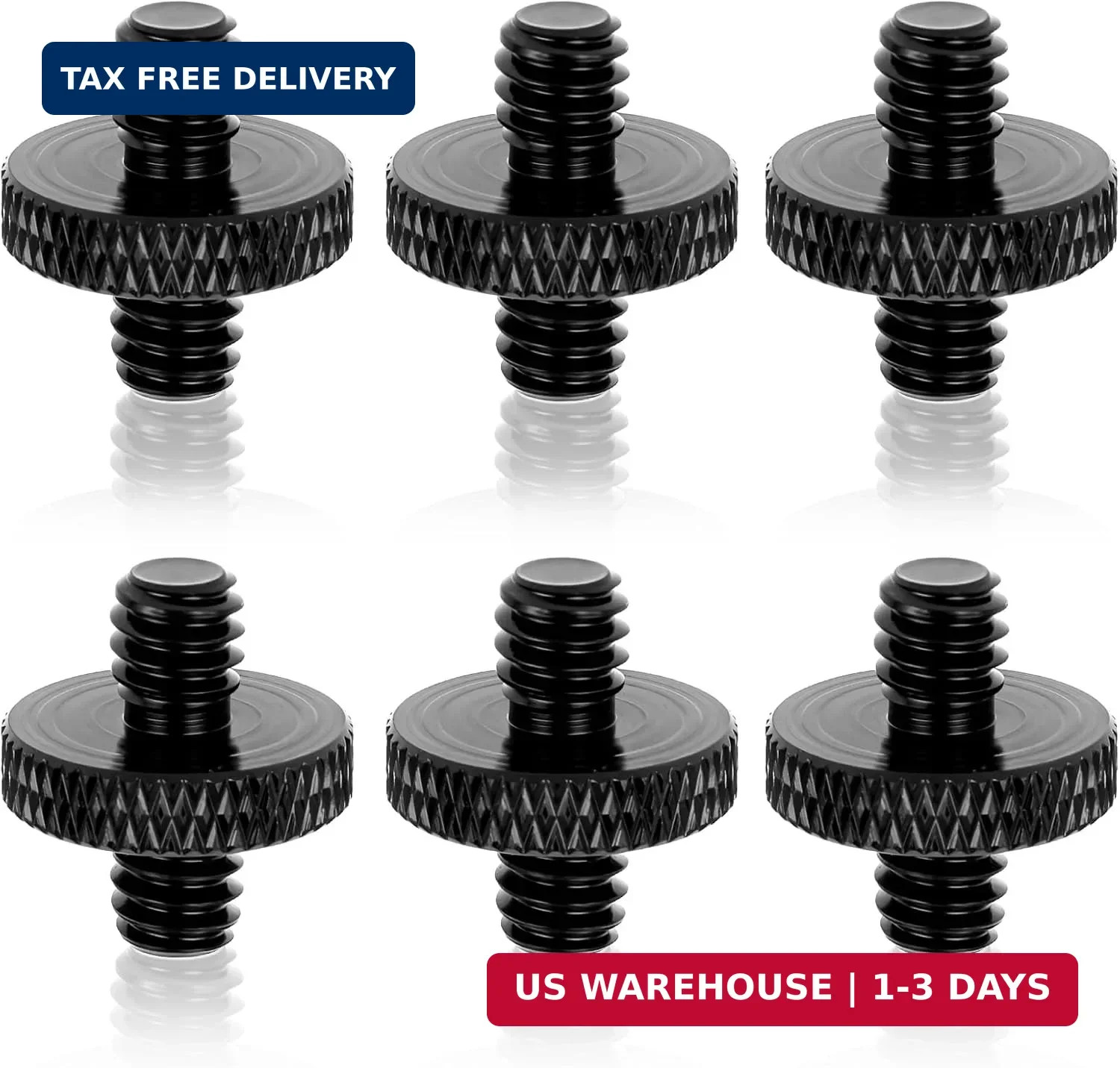 6 Pack 1/4&Prime; Male to 1/4&Prime; Male Threaded Tripod Screw Adapter, Double Head Standar