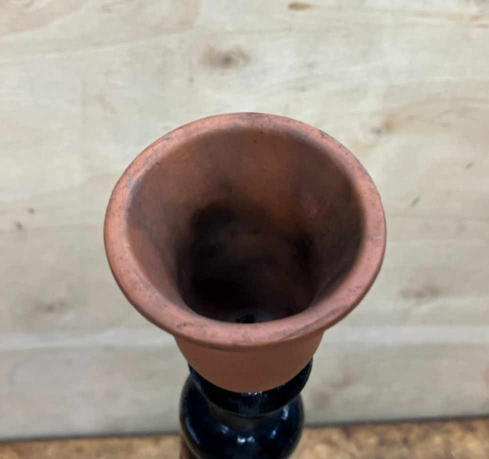1970&rsquo;s Brebbia Italy Green Glass Hookah -Clay Bowl