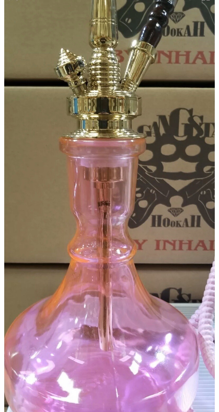 INHALE Solid brass Hookah *pink* in suit case 21&Prime;