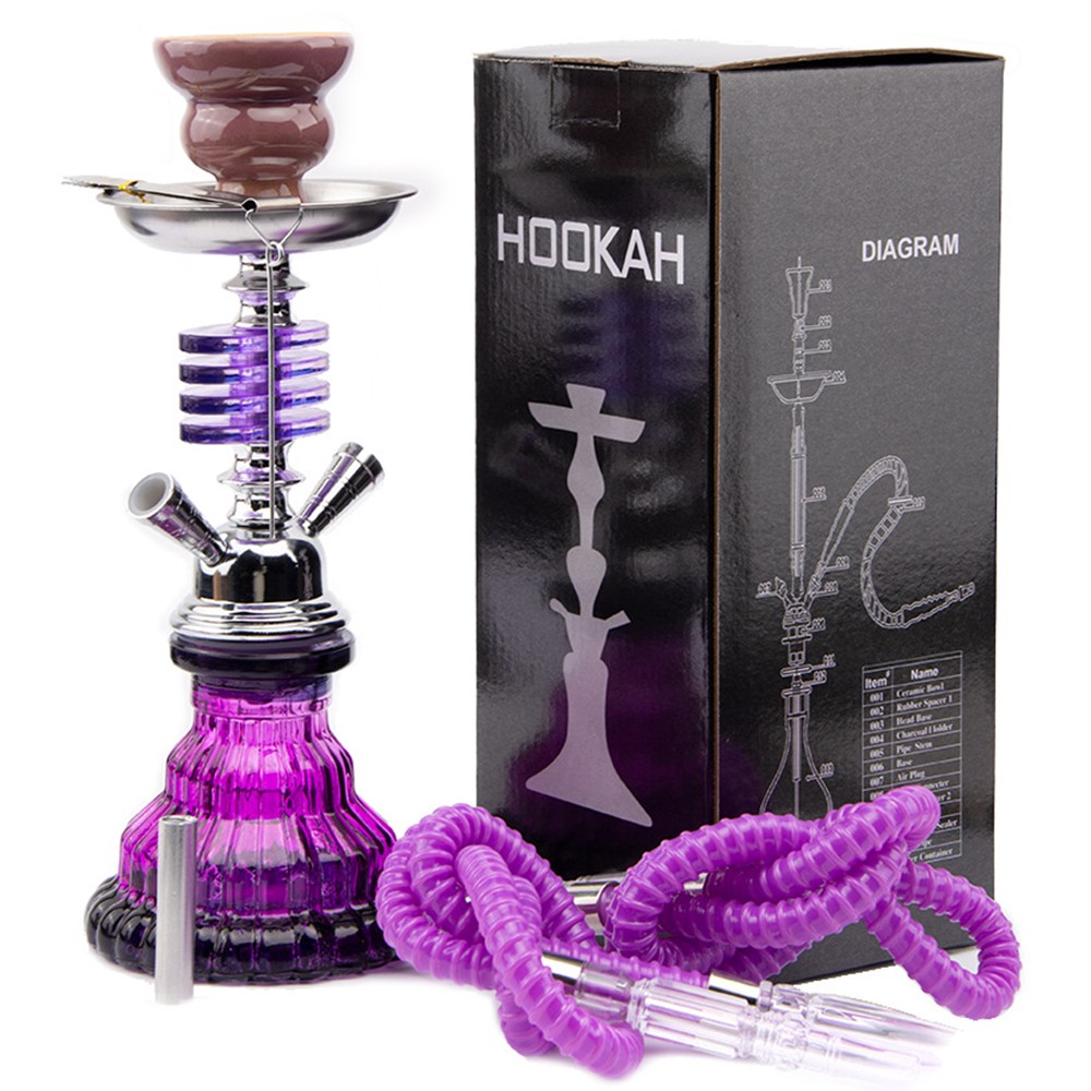 4 Layer Glass Hookah Set Shisha Double Hose Portable Bowl Smoking Kit Gift…..