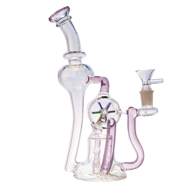 New Glass Windmill Spin Water Bong Pyrex Hookah Pipe Percolator Bubbler W/ Bowl