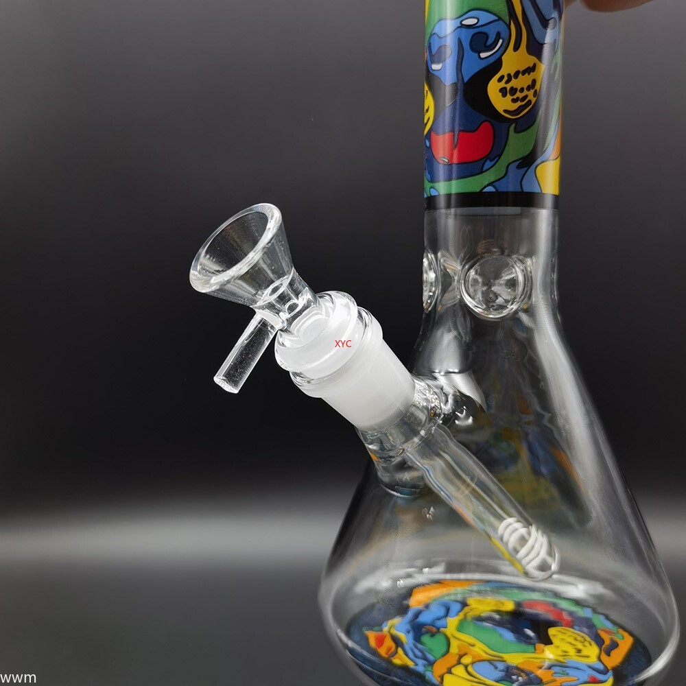 25cm Colorful Dog Pattern Heavy Glass Bong Water Pipe Shisha Hookah Hand Pipe