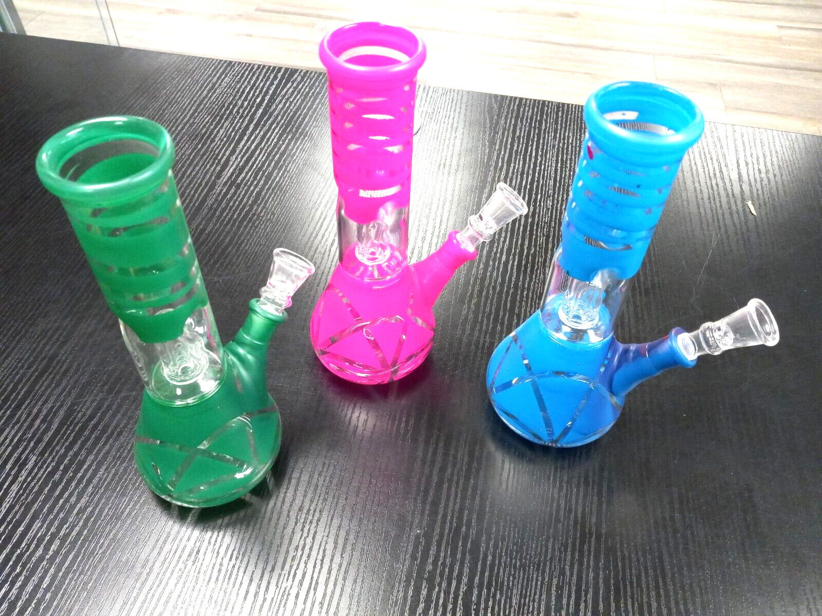 😍8&Prime; ART COLORED GLASS WATER PIPE WITH PERCOLATOR😎COOL STRAIGHT NECK BONGS