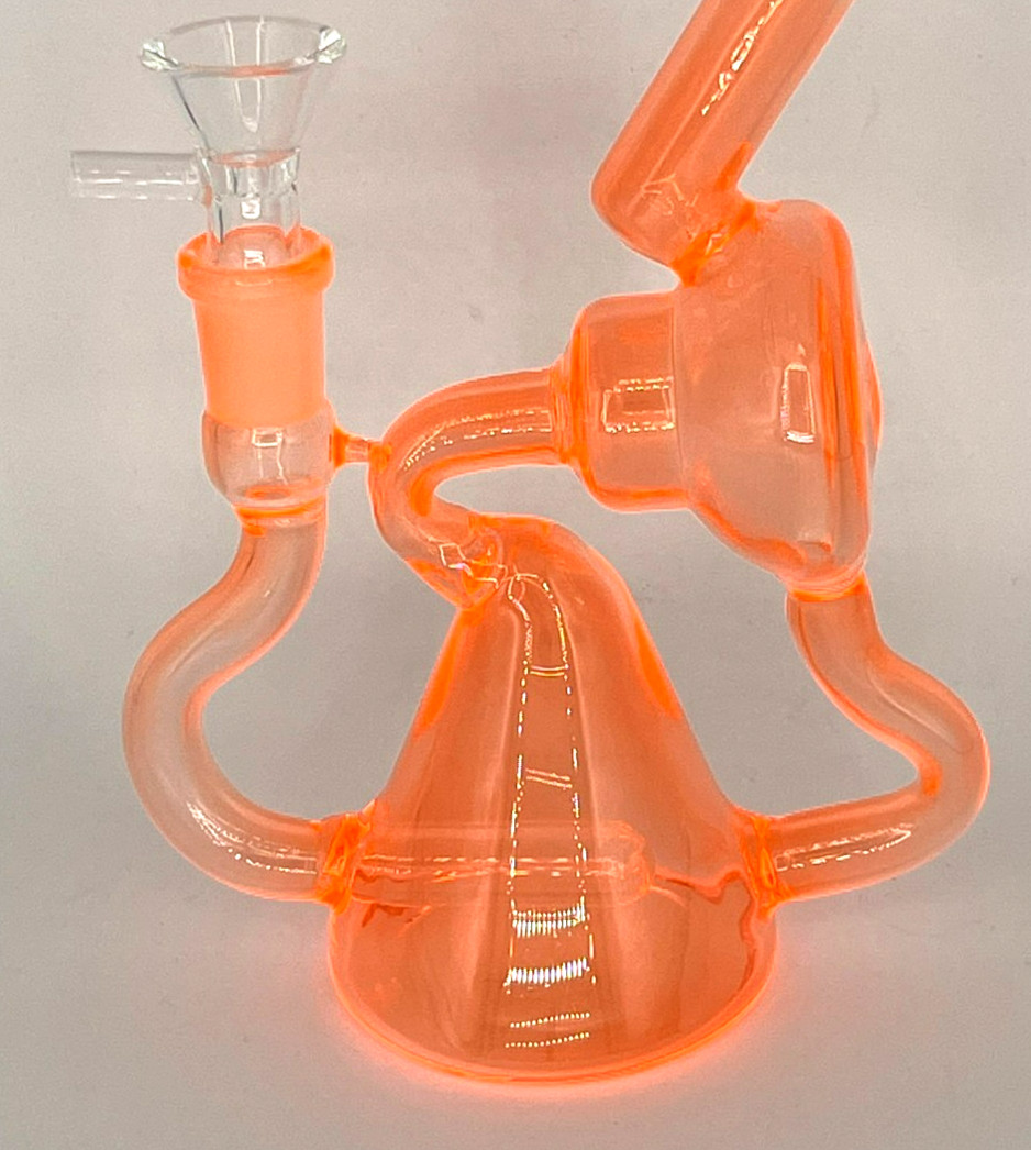 6&Prime; INLINE PERC RECYCLER BONG RIG 14MM BOWL* HOOKAH* NEON ORANGE *2 FREE GIFTS 🔥