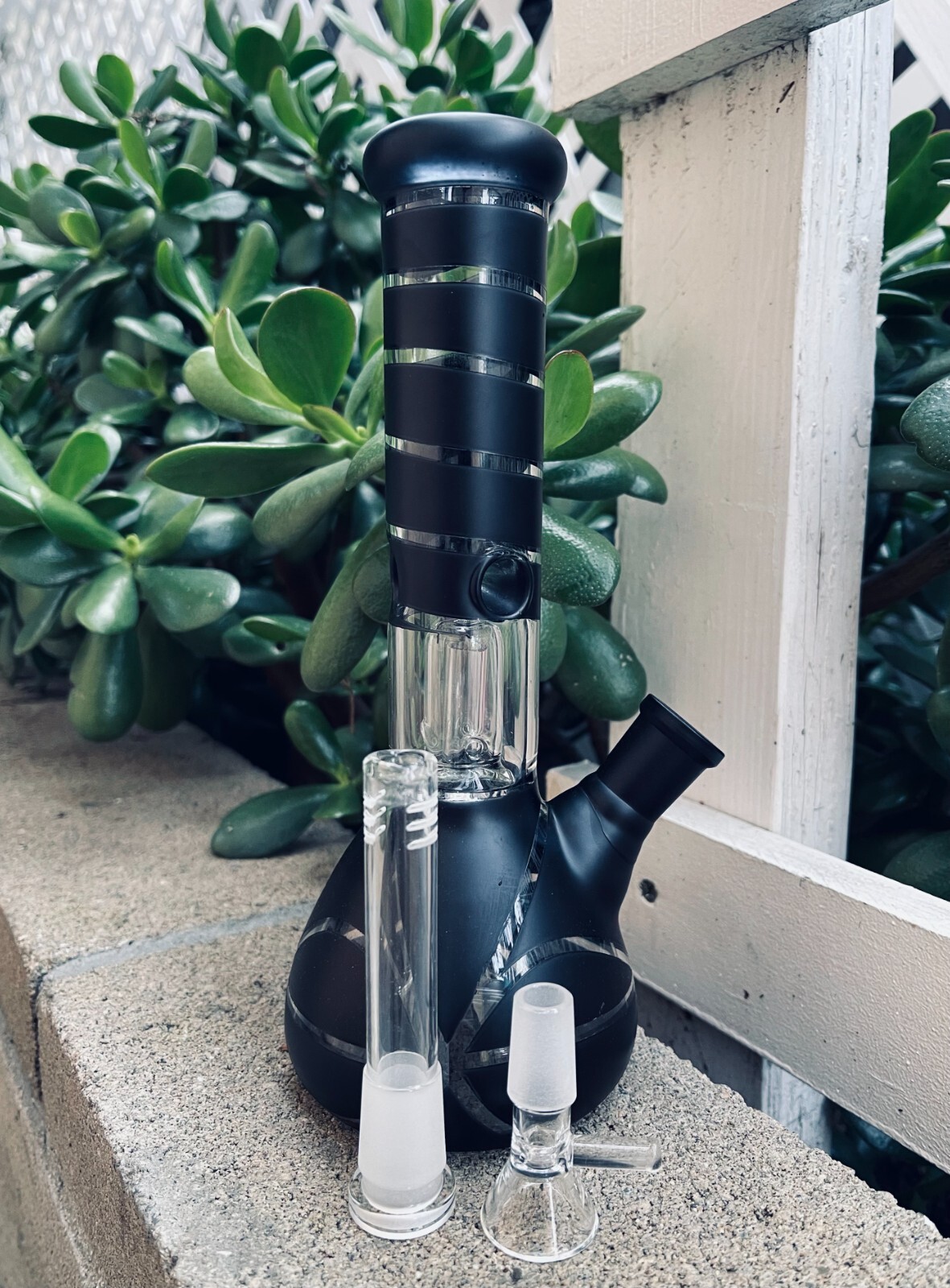 9inch Hookah Glass Water Tobacco Pipe Bong Thick Bubbler Percolator Beaker Black