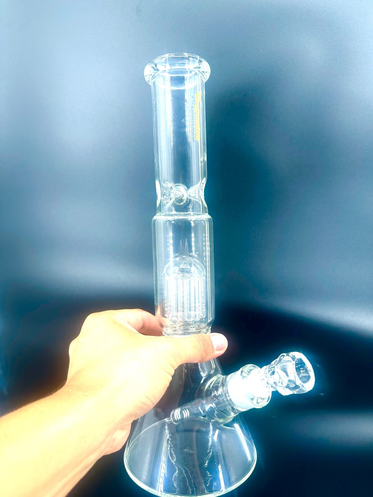 18 Inches Heavy Thick Glass Bong Water Pipe Hookah Bongs with Skull catcher Blue