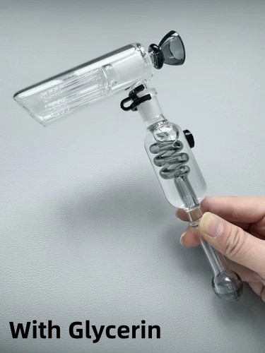 New Freeze Pipes Coil Bubbler Glass Bong Filter Hookah Smoking Pipe W/Glycerin