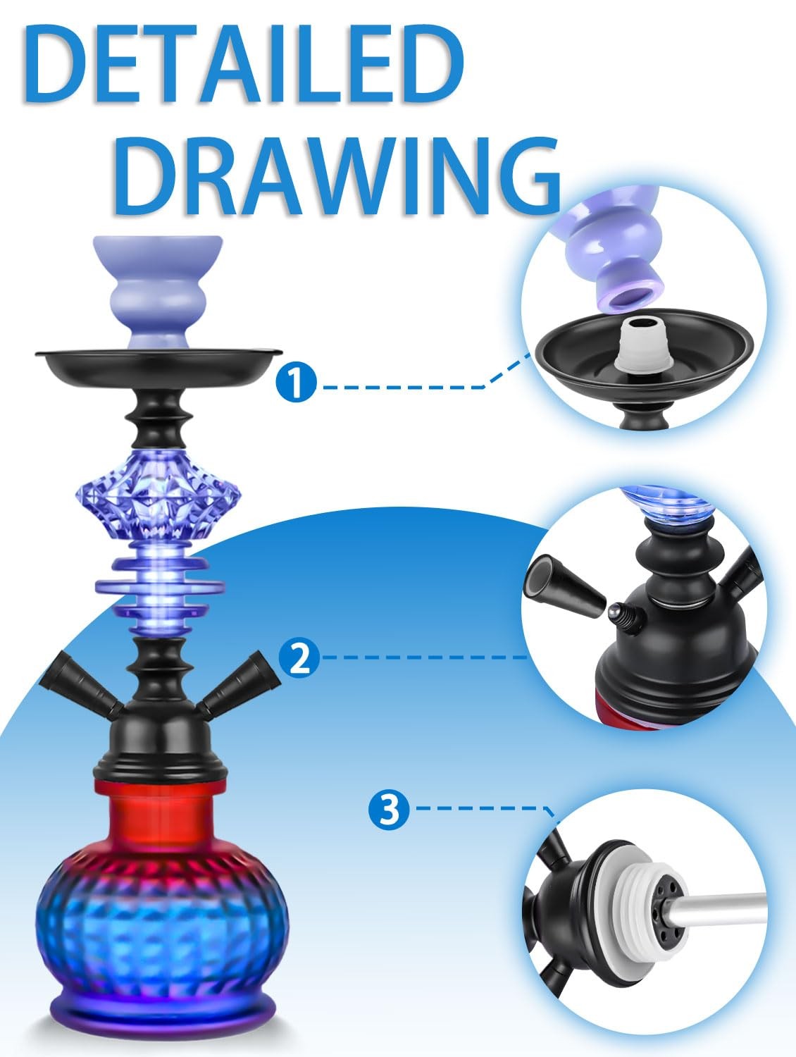 12 » Hookah Set 2 Hose Shisha With 2 Count (Pack of 1), Blue