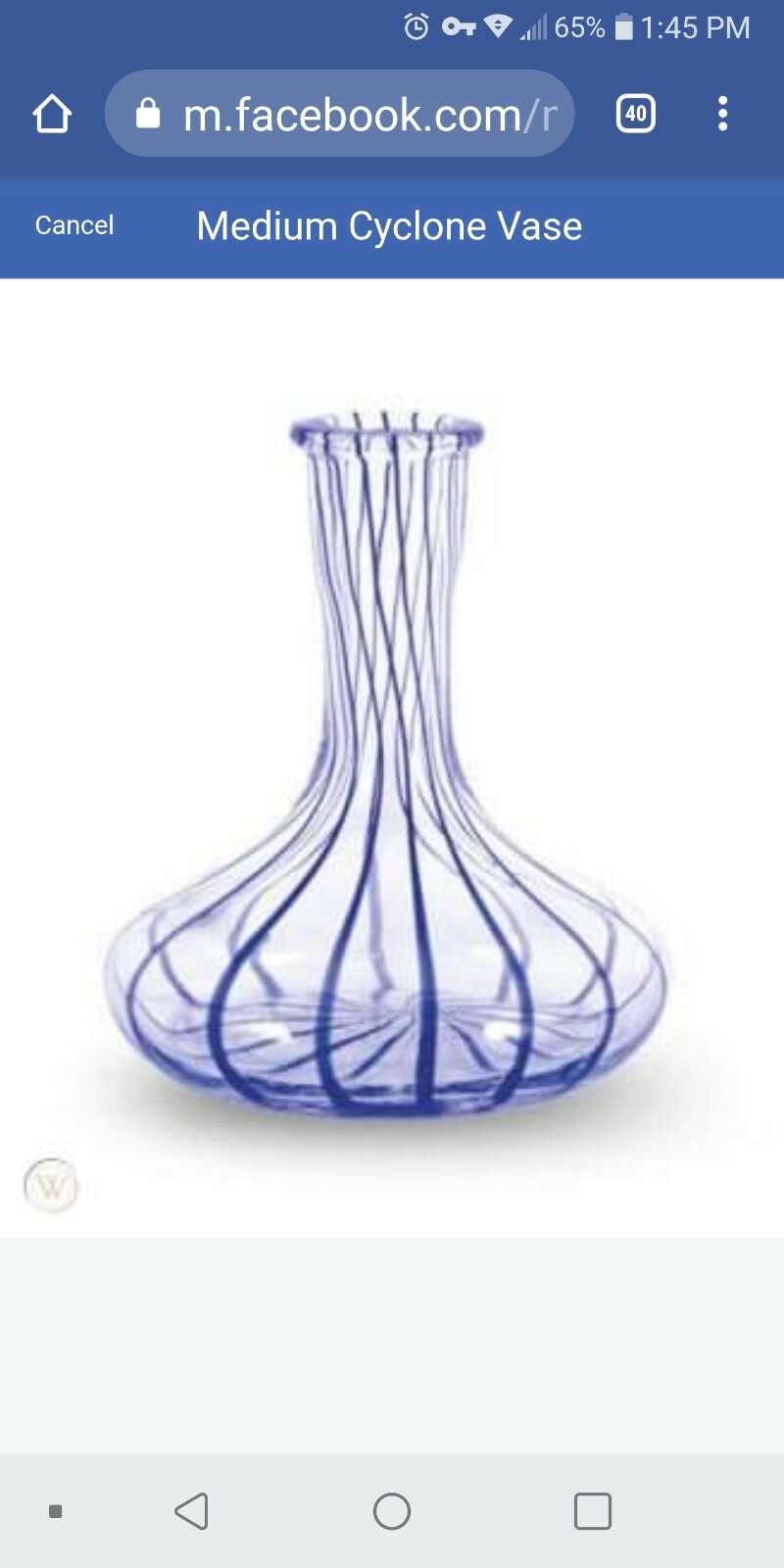 Medium Art Glass Hookah Base Vase, Sahara Smoke Co., Blue Cyclone (Heavy)