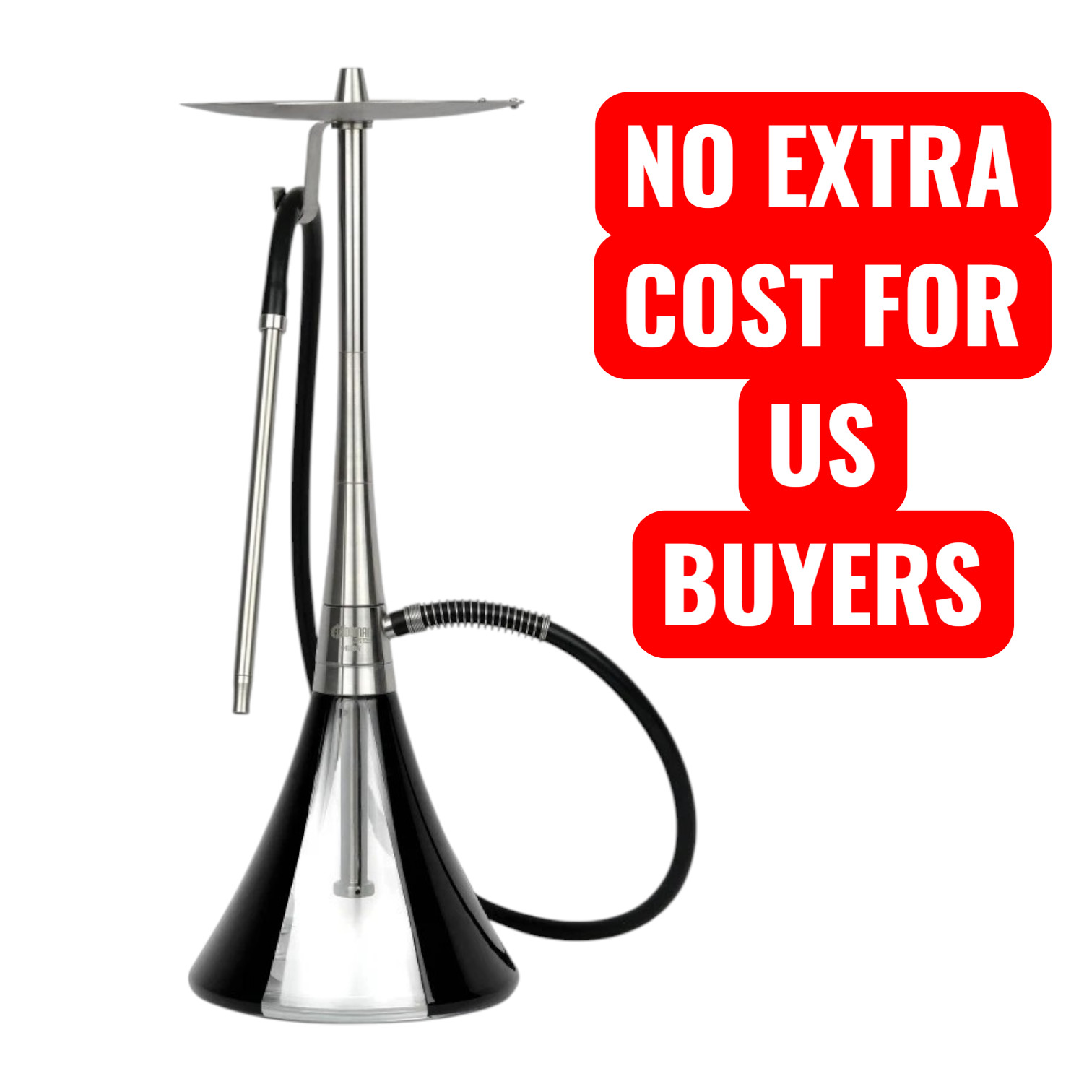 ODUMAN ORION Hookah Silver Body Black Glass Hookah Shisha Waterpipe Nargile